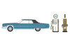 1972 Cadillac Coupe deVille w/ Vintage Gas Pump, Blue - Greenlight 97130A - 1/64 scale Diecast Car