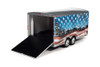 Four Wheel Enclosed Trailer, Patriotic Colors - Auto World AMM1300 - 1/18 Scale Trailer