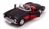 Diecast Car w/Trailer - 1957 Chevy Corvette Convertible, Black - Welly 29393 - 1/24 scale Diecast Model Toy Car