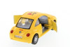 I Love New York Volkswagen New Beetle Hard Top, Yellow - Kinsmart 5028D-ILNY - 1/32 Scale Diecast Model Toy Car