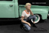 Car Girl in Tee Michelle Figure, White and Blue - American Diorama 38237 - 1/18 scale Figurine - Diorama Accessory