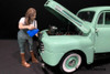 Car Girl in Tee Kylie Figure, White and Blue - American Diorama 38238 - 1/18 scale Figurine - Diorama Accessory