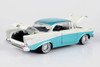 Diecast Car w/Display Case - 1957 Chevy Bel Air Lowrider, White/Turquoise - Motor Max 79029WLTQ - 1/24 Scale Diecast Car