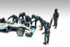 Formula One F1 Pit Crew Team Black Set III, Black - American Diorama 38389 - 1/43 Scale Figurines