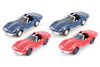 1970 Chevy Corvette T-Top, Blue & Red, Showcasts 37202 - 1/24 Scale Set of 4 Diecast Model Toy Cars