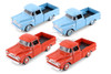 Chevy Apache Fleetside Pickup Truck, Blue & Red - Showcasts 71311D - 1/24 Scale Set of 4 Model Cars