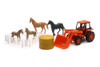 Kubota M5-111 Farm Tractor with Horses Set, Orange /Black - New Ray SS-15835A - 1/32 scale Diecast Car