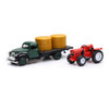 Chevy Flatbed W/ Farm Tractor, Green and Red - New Ray SS-54296A - 1/32 scale Diecast Car