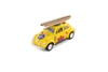 1967 Volkswagen Beetle w/ Decals & Surfboard, Yellow - Kinsmart 5057DFS1 - 1/32 scale Diecast Model Toy Car