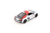 2020 Audi R8 Coupe Livery Edition, White w/Red Stripe - Kinsmart 5422DF - 1/36 Scale Diecast Car