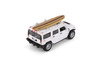 2008 Hummer H2 SUV w/Surfboard, White - Kinsmart 5337DS1 - 1/40 Scale Diecast Model Toy Car