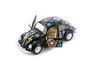 1967 Volkswagen Classic Beetle Hard Top w/Decals, Black - Kinsmart 7002DF - 1/24 Scale Diecast Car