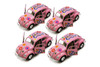 Box of 12 Pink 1967 Volkswagen Classic Beetle w/Peace Love Decals, Kinsmart 5375FPK 1/32 Scale Cars