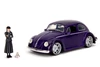 Volkswagen Beetle w/Wednesday Addams & Thing Figure, Purple - Jada Toys 35131 - 1/24 Scale Diecast Car