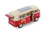 1963 Volkswagen Classical T1 Bus w/Love/Peace Decals, Red - Welly 22095A3/4D - 1/24 Scale Diecast Model Car