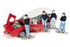 1966 Monkeemobile w/Monkees Figure Cutouts, Red w/White Roof - Auto World AWSS144 - 1/18 Scale Diecast Model Toy Car
