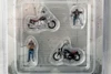 Motomania 5 Figure and Bike 4 pc. Set, Asstd - American Diorama AD-76512MJ - 1/64 Scale Figurine - Diorama Accessory