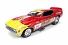 1973 Ford Mustang NHRA BRAND X Funny Car, Red with Yellow Flames - Auto World AW1167 - 1/18 Scale Diecast Model Toy Car