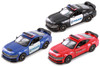 2024 Ford Mustang Dark Horse Police/Firefighter 3-Pack - Kinsmart - 1/38 Scale Diecast Model Toy Car