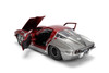 1963 Chevy Corvette Stingray - Chevy Racing, Charcoal Red/Gray - Jada Toys 36459 - 1/24 Scale Diecast Model Toy Car