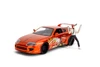 2022 Toyota Supra w/Chainsaw Man Diecast Figure, Orange - Jada Toys 35181 - 1/24 Scale Diecast Model Toy Car