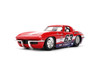 1963 Chevy Corvette Stingray #63 - Chevy Racing, Red w/White Stripes - Jada Toys 36594 - 1/24 Scale Diecast Model Toy Car