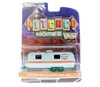 GREEN MACHINE 1971 Airstream Double-Axle Land Yacht Safari Custom Travel Trailer, Light Blue /Orange - Greenlight 34120B - 1/64 scale Diecast Car