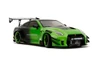 Nissan GT-R (R35) w/Liberty Walk Body Kit 2.0 & Display Base, Green/Black - Jada Toys 35724 - 1/18 Scale Diecast Model Toy Car