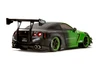 Nissan GT-R (R35) w/Liberty Walk Body Kit 2.0 & Display Base, Green/Black - Jada Toys 35724 - 1/18 Scale Diecast Model Toy Car