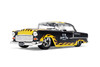 1955 Chevy Bel Air "BTM Social Club", Black w/Yellow Flames - Jada Toys 36606 - 1/24 Scale Diecast Model Toy Car