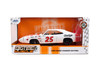 1969 Dodge Charger Daytona #25, White w/Red Stripes - Jada Toys 36608 - 1/24 Scale Diecast Model Toy Car