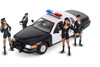 1999 Ford Crown Victoria Police, Black w/Lady Police Cops - Showcasts 22082PR/4D-23920-23919-23918-23917 - 1/24 Scale