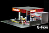 Japan Gas Station w/LED Lights and 2 Figure Set, ASSTD - American Diorama AD-710038GF - 1/64 Scale Figurine - Diorama Accessory