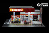 Japan Gas Station w/LED Lights and 2 Figure Set, ASSTD - American Diorama AD-710038GF - 1/64 Scale Figurine - Diorama Accessory