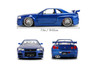 Brian's Nissan Skyline GT-R (R34) - 25th Anniversary, Fast & Furious - Jada Toys 37704 - 1/24 Scale Diecast Model Toy Car
