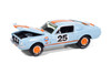 1967 Shelby GT-500 #25 "Gulf Oil", Light Blue w/Orange Stripes - Johnny Lightning JLMC038/48 - 1/64 Scale Diecast Model Toy Car