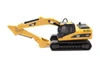 Kenworth T880s SBFS 40in-Sleeper Tandem Tractor w/Lowboy Trailer & Cat 320D l Hydraulic Excavator, Black/Yellow - Diecast Masters 84420 - 1/87 Scale Diecast Model Toy Car