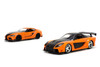 Twin Pack Han's 2020 Mazda RX-7 & Toyota GR Supra, Orange/Black - Jada Toys 32910 - 1/32 Scale Diecast Model Toy Car