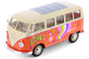 1963 Volkswagen Classical T1 Bus w/Love/Peace Decals, Orange - Welly 22095A1WOR - 1/24 Scale Diecast Model Toy Car
