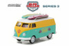 1968 Volkswagen Type 2 Panel Van North Shore Surfboard Repair Company, Teal Green w/ Yellow - Greenlight 35080C/48 - 1/64 Scale Diecast Model Toy Car