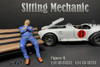 Sitting Mechanic Figure II, Blue - American Diorama 38233 - 1/18 scale Figurine - Diorama Accessory