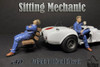 Sitting Mechanic Figure II, Blue - American Diorama 38233 - 1/18 scale Figurine - Diorama Accessory