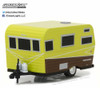 1958 Siesta Travel Trailer, Yellow w/ Brown - Greenlight 34030A - 1/64 Scale Diecast Model Toy Car