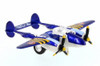 P-38 WWII Pullback Fighter, Blue - Showcasts 508D - Diecast Model Toy Car