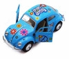 1967 Volkswagen Classical Beetle w/ Peace Love Decals, Blue - Kinsmart 5375DF - 1/32 scale Diecast Model Toy Car (Brand New, but NOT IN BOX)