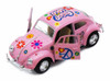 1967 Volkswagen Classical Beetle w/ Peace Love Decals, Pink - Kinsmart 5375DF - 1/32 scale Diecast Model Toy Car (Brand New, but NOT IN BOX)
