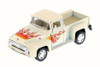 1956 Ford F-100 Pickup Truck, Cream w/ Flames - Kinsmart 5385DF - 1/38 Scale Diecast Model Toy Car