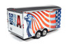 Four Wheel Enclosed Trailer, Red with White and Blue - Auto World AMM1266 - 1/18 scale Diecast Model Toy Car