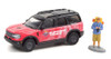 Off-Roadeo Adventure Support Truck 2021 Ford Bronco Sport Badlands with Backpacker, Red - Greenlight 97110F/48 - 1/64 scale Diecast Model Toy Car