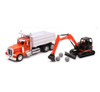 Peterbilt 379 Dump Truck W/ Kubota Compact Loader, Orange - New Ray SS-33383 - 1/32 scale Model 